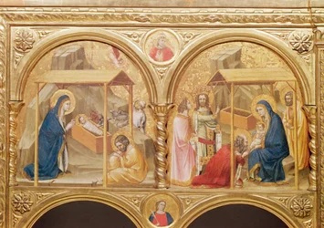Abschnitt eines Altarschreins mit der Geburt Christi und der Anbetung der Heiligen Drei Könige, 13. Jahrhundert